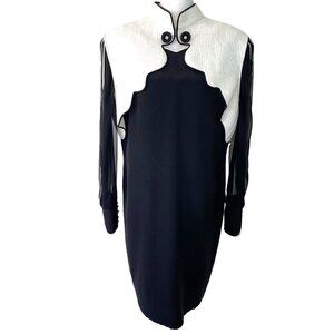 Christian Rupert Shift Dress Vest Set Womens Size Large L Vintage Contrast Trim